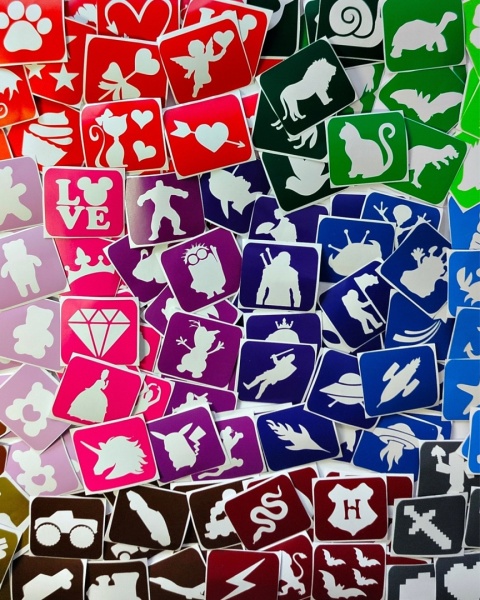 Mix- dowolna ilość- szablony do tatuaży brokatowych