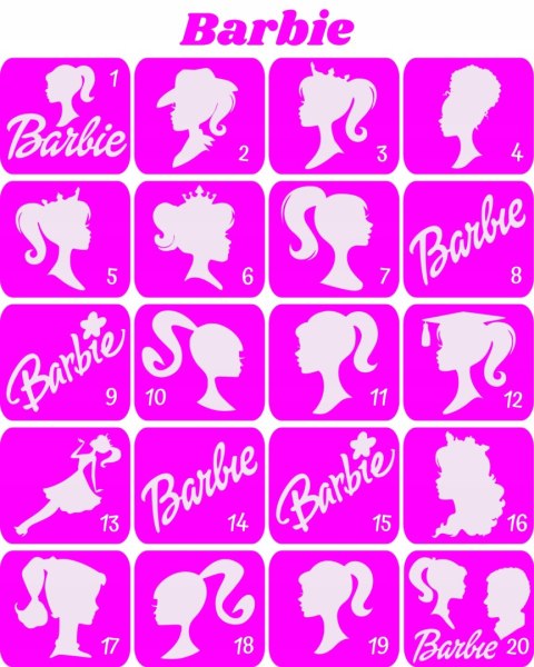 BARBIE- szablony do tatuaży brokatowych