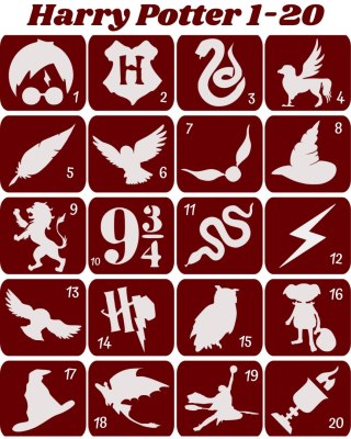 HARRY POTTER 1-20 - szablony do tatuaży brokatowych