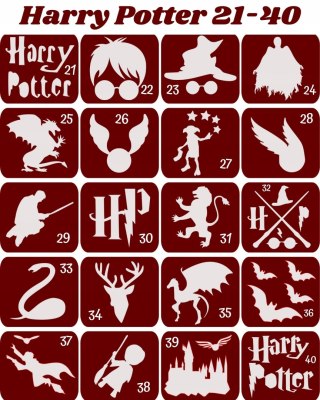 HARRY POTTER 21-40 - szablony do tatuaży brokatowych