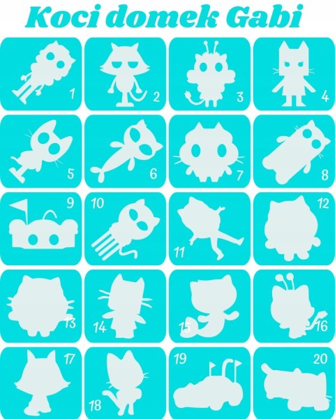 KOCI DOMEK GABI - szablony do tatuaży brokatowych