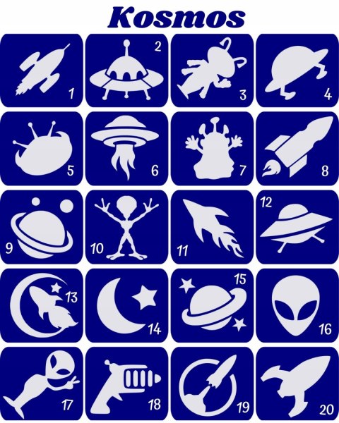 KOSMOS - szablony do tatuazy brokatowych