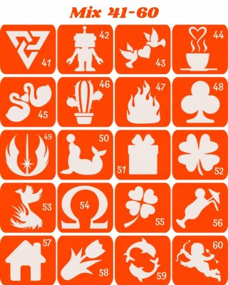 MIX 41-60- szablony do tatuaży brokatowych