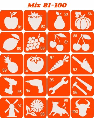 MIX 81-100- szablony do tatuazy brokatowych