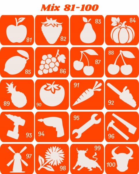 MIX 81-100- szablony do tatuazy brokatowych