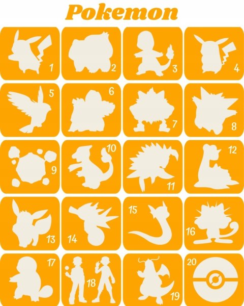 POKEMON- szablony do tatuaży brokaotwych