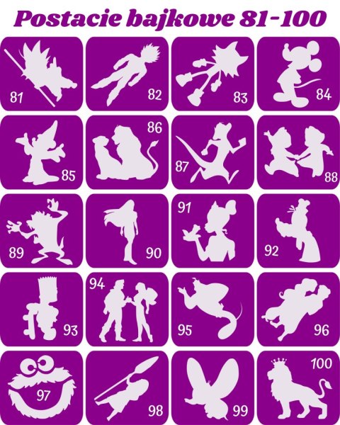 POSTACIE BAJKOWE 81-100- szablony do tatuaży brokatowych