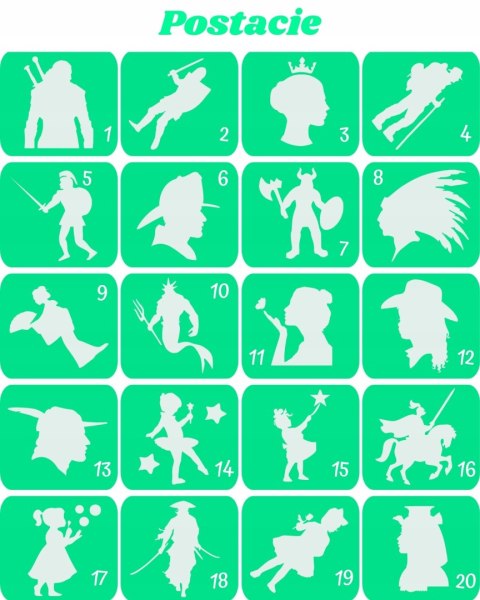 POSTACIE- szablony do tatuaży brokatowych
