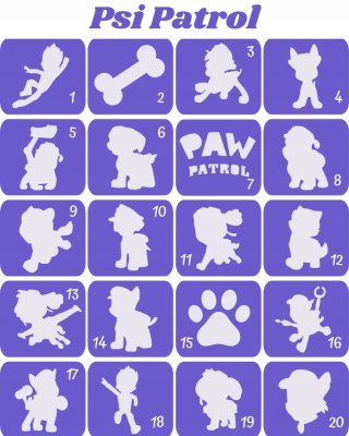 PSI PATROL- szablony do tatuaży brokatowych