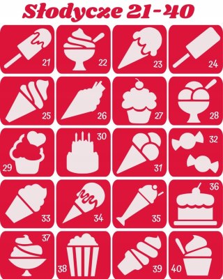 SŁODYCZE 21-40- szablony do tatuaży brokatowych