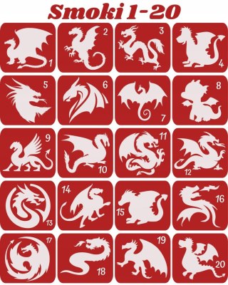 SMOKI 1-20- szablony do tatuaży brokatowych