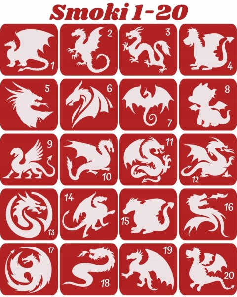 SMOKI 1-20- szablony do tatuaży brokatowych