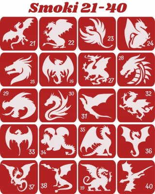 SMOKI 21-40- szablony do tatuaży brokatowych