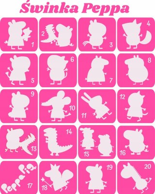 ŚWINKA PEPPA- szabloy do tatuaży brokatowych