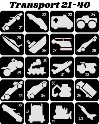 TRANSPORT 21-40- szablony do tatuaży brokatowych