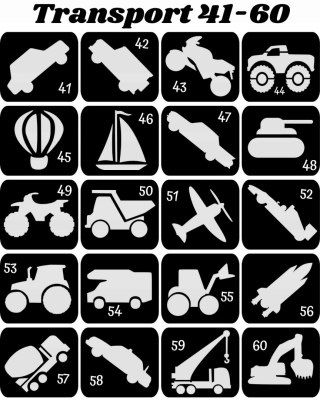 TRANSPORT 41-60- szablony do tatuaży brokatowych