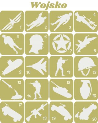 WOJSKO- szablony do tatuaży brokatowych