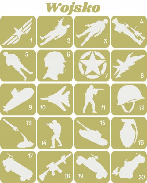 WOJSKO- szablony do tatuaży brokatowych