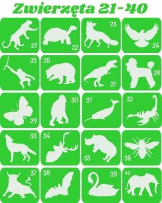 ZWIERZĘTA 21-40- szablony do tatuaży brokatowych