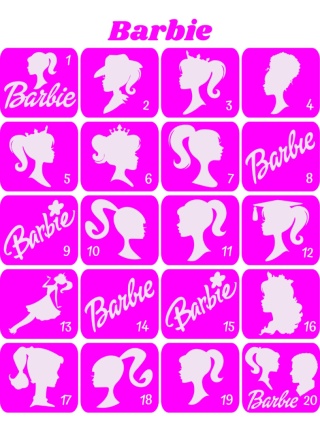 BARBIE- szablony do tatuaży brokatowych