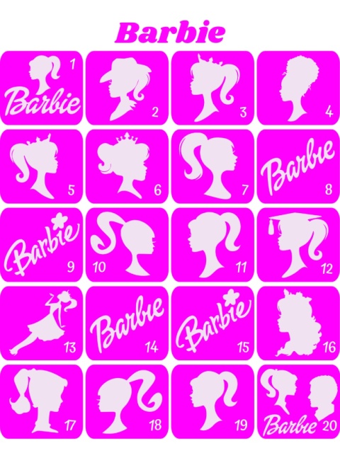 BARBIE- szablony do tatuaży brokatowych