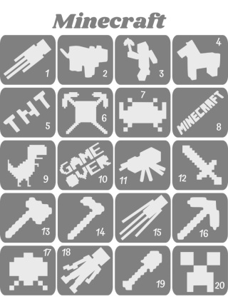 MINECRAFT- szablony do tatuaży brokatowych
