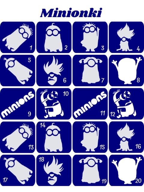 MINIONKI- szablony do tatuaży brokatowych