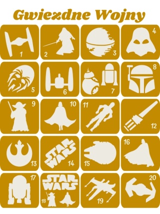 STAR WARS / GWIEZDNE WOJNY- szablony do tatuaży brokatowych