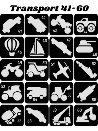 TRANSPORT 41-60- szablony do tatuaży brokatowych
